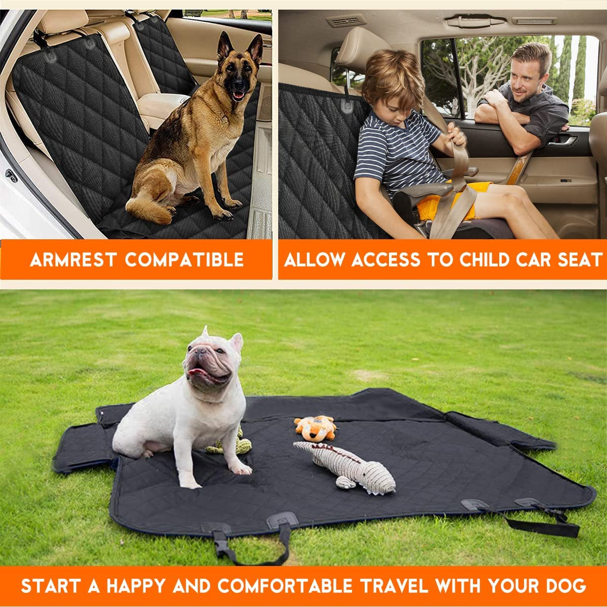 AutoPaws Premium Dog Car Seat Cover – Waterproof, Non-Slip & Armrest-Friendly Design