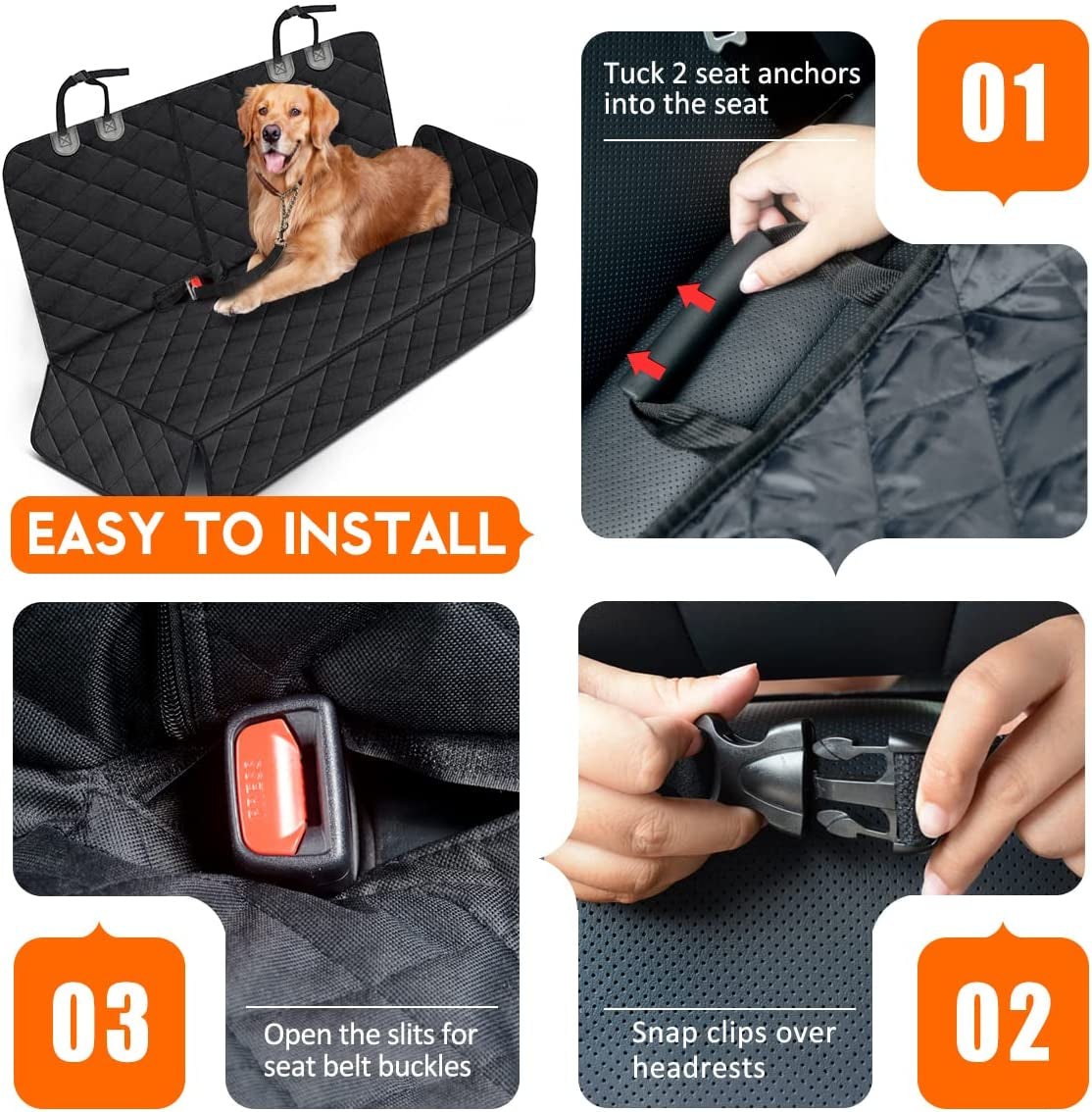 AutoPaws Premium Dog Car Seat Cover – Waterproof, Non-Slip & Armrest-Friendly Design